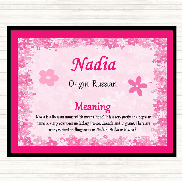 Nadia Name Meaning Mouse Mat Pad Pink