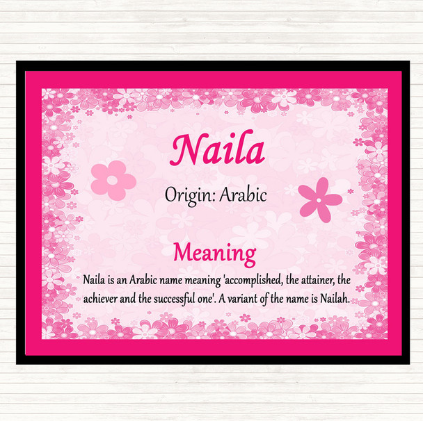 Naila Name Meaning Mouse Mat Pad Pink