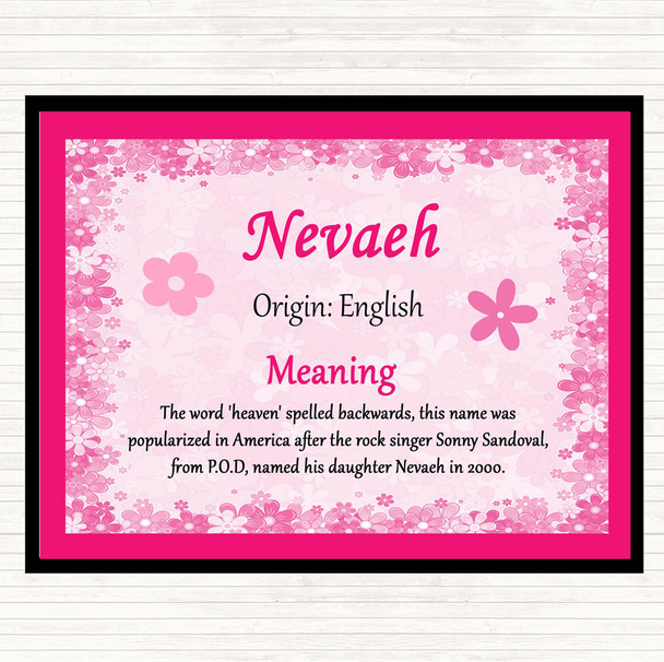 Nevaeh Name Meaning Mouse Mat Pad Pink