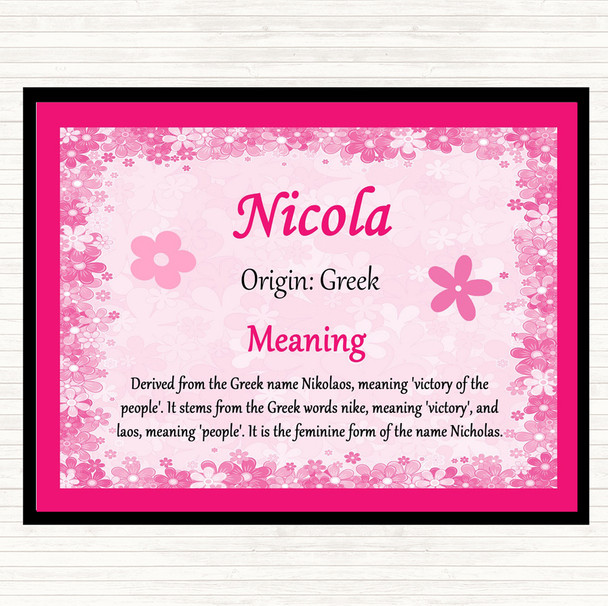 Nicola Name Meaning Mouse Mat Pad Pink