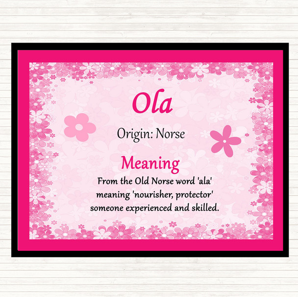 Ola Name Meaning Mouse Mat Pad Pink