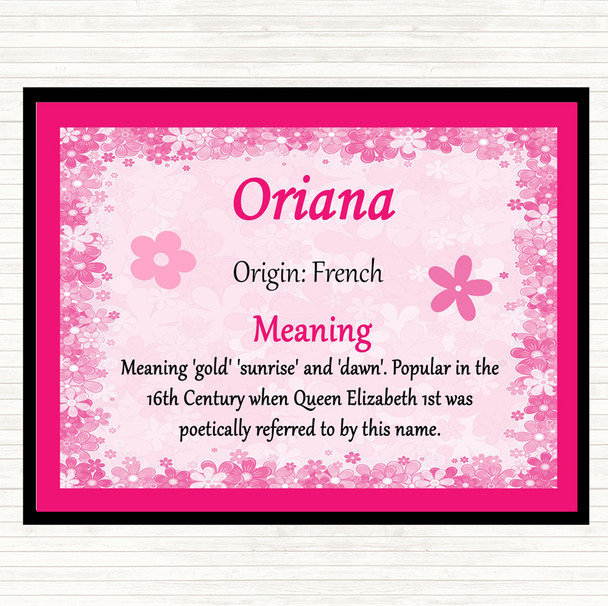 Oriana Name Meaning Mouse Mat Pad Pink