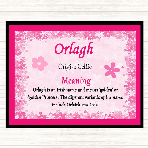 Orlagh Name Meaning Mouse Mat Pad Pink