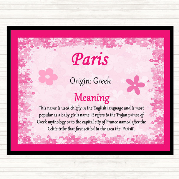 Paris Name Meaning Mouse Mat Pad Pink
