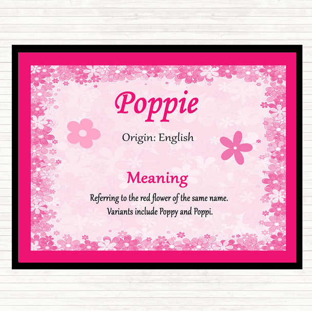 Poppie Name Meaning Mouse Mat Pad Pink
