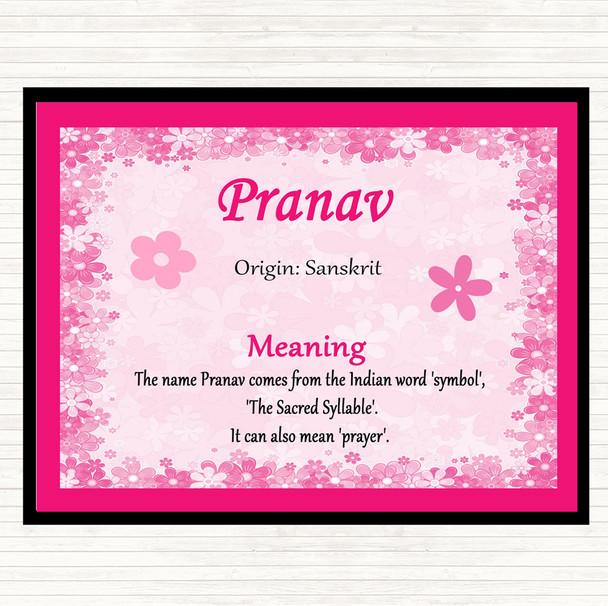 Pranav Name Meaning Mouse Mat Pad Pink