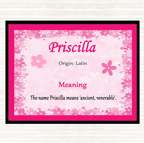 Priscilla Name Meaning Mouse Mat Pad Pink