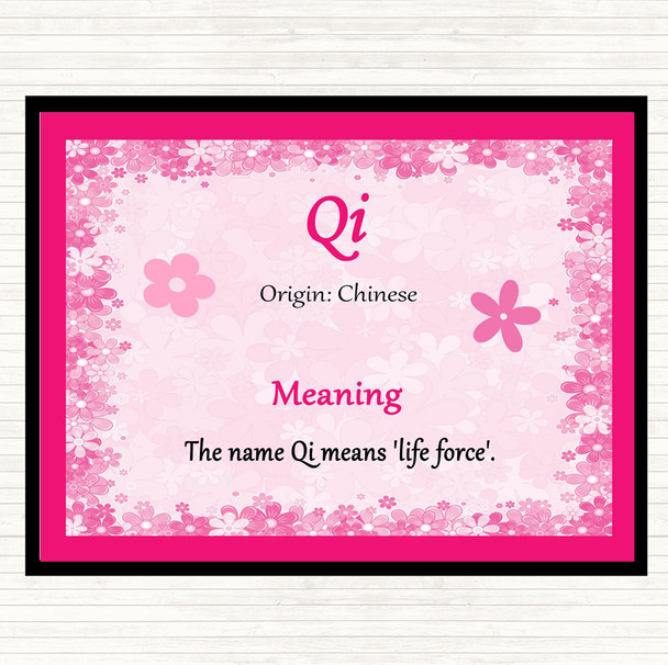 Qi Name Meaning Mouse Mat Pad Pink