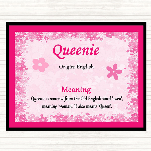 Queenie Name Meaning Mouse Mat Pad Pink