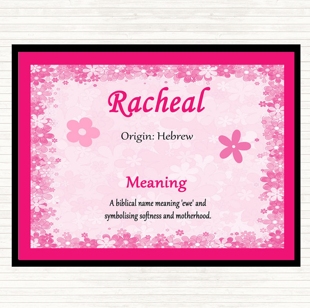 Racheal Name Meaning Mouse Mat Pad Pink