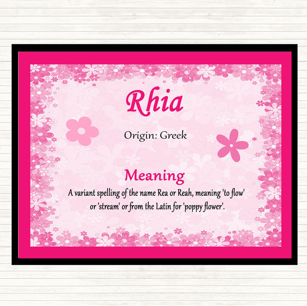 Rhia Name Meaning Mouse Mat Pad Pink