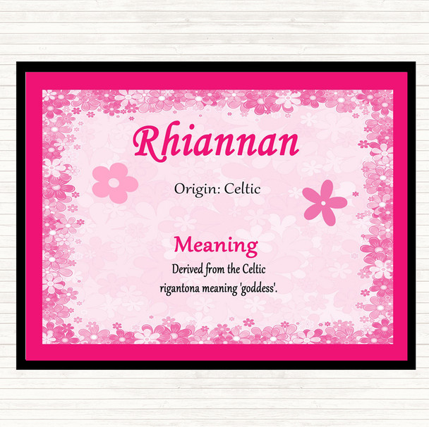 Rhiannan Name Meaning Mouse Mat Pad Pink