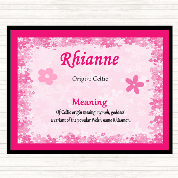 Rhianne Name Meaning Mouse Mat Pad Pink