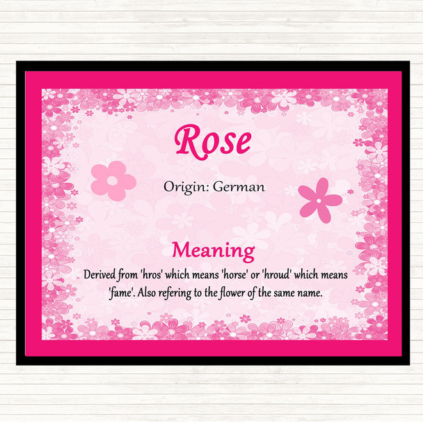 Rose Name Meaning Mouse Mat Pad Pink