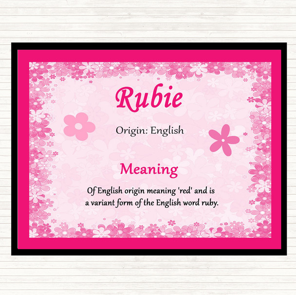 Rubie Name Meaning Mouse Mat Pad Pink