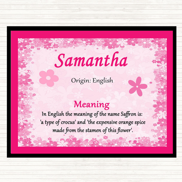 Samantha Name Meaning Mouse Mat Pad Pink