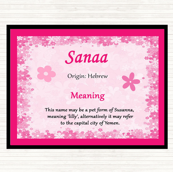 Sanaa Name Meaning Mouse Mat Pad Pink