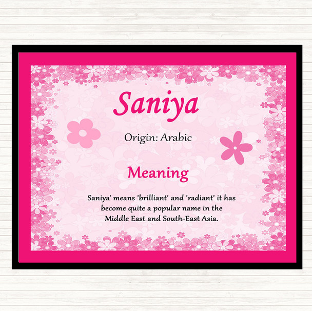Saniya Name Meaning Mouse Mat Pad Pink