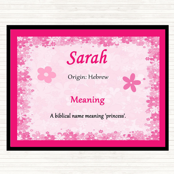 Sarah Name Meaning Mouse Mat Pad Pink