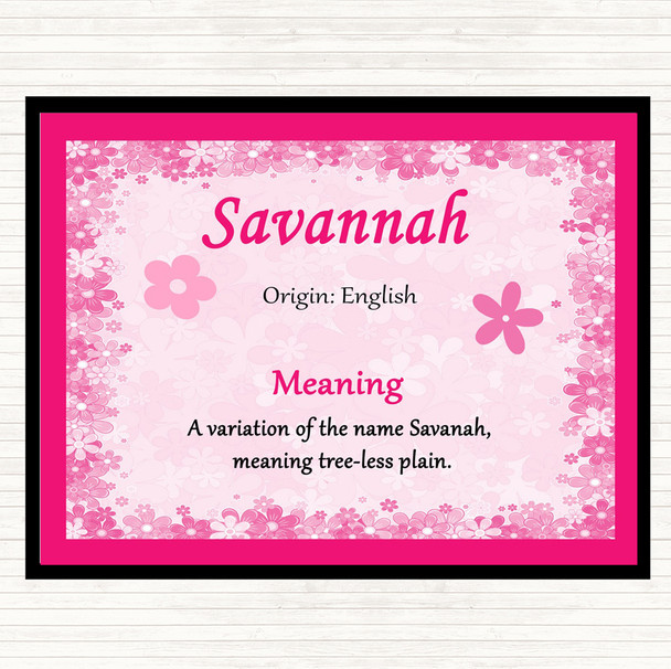 Savannah Name Meaning Mouse Mat Pad Pink