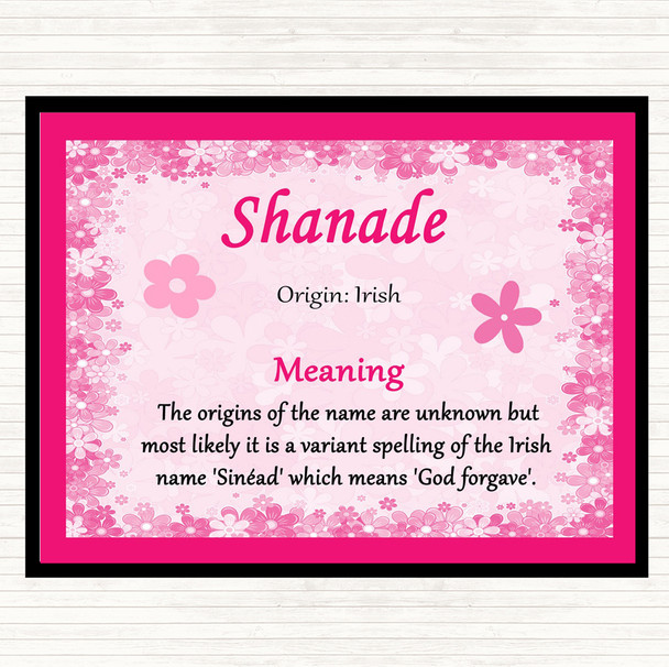 Shanade Name Meaning Mouse Mat Pad Pink