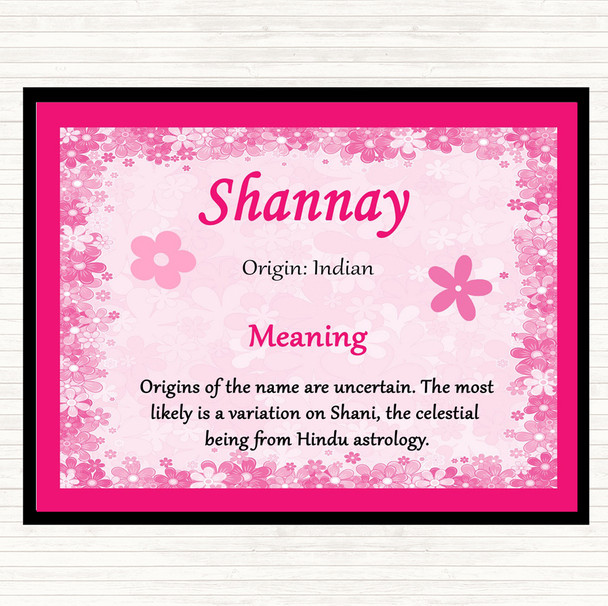 Shannay Name Meaning Mouse Mat Pad Pink