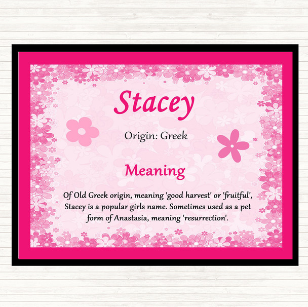 Stacey Name Meaning Mouse Mat Pad Pink