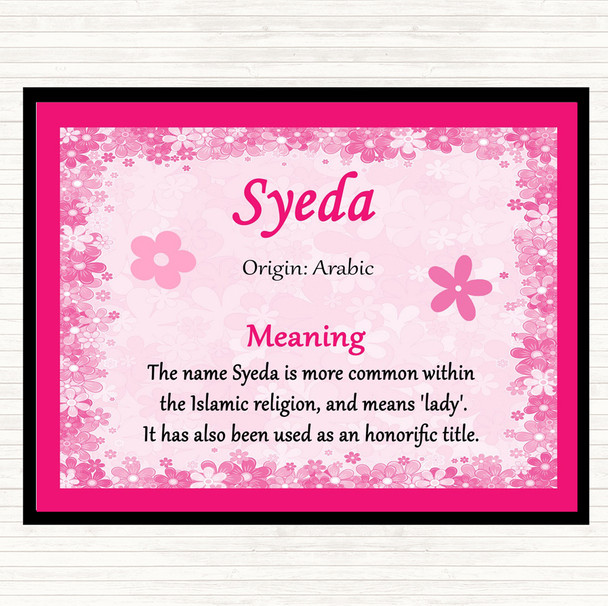 Syeda Name Meaning Mouse Mat Pad Pink