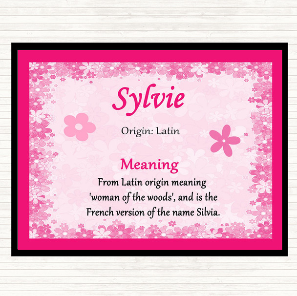 Sylvie Name Meaning Mouse Mat Pad Pink