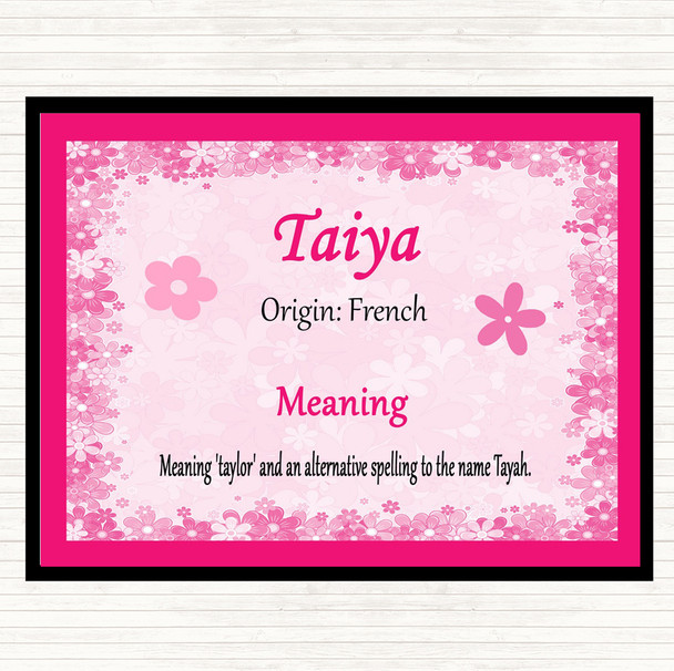 Taiya Name Meaning Mouse Mat Pad Pink