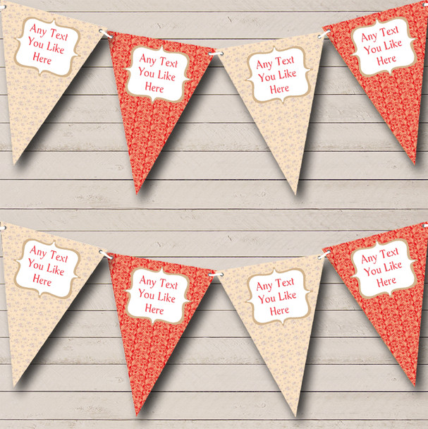 Vintage Floral Coral Peach Personalised Shabby Chic Garden Tea Party Bunting