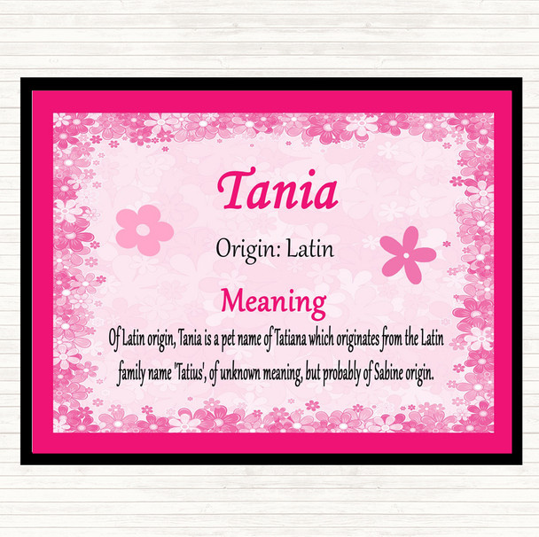 Tania Name Meaning Mouse Mat Pad Pink