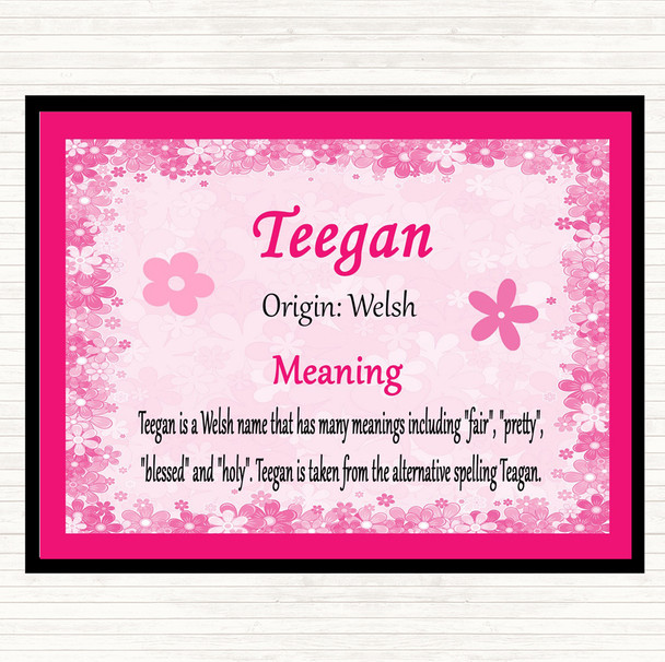 Teegan Name Meaning Mouse Mat Pad Pink