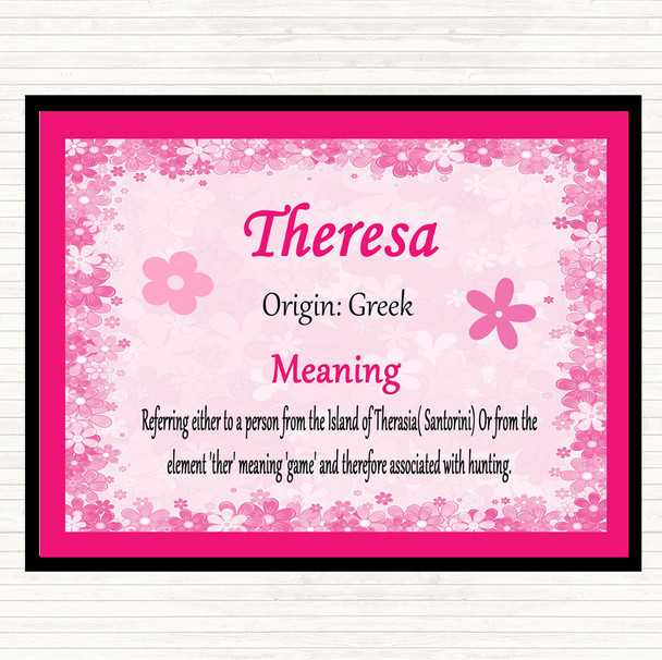 Theresa Name Meaning Mouse Mat Pad Pink