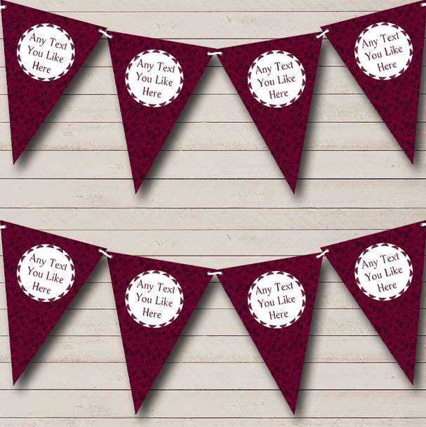 Vintage Dusky Dark Pink Rose Personalised Shabby Chic Garden Tea Party Bunting