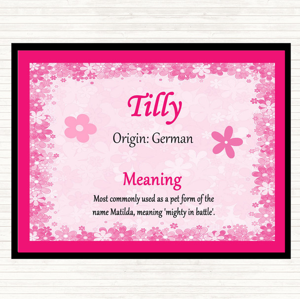 Tilly Name Meaning Mouse Mat Pad Pink