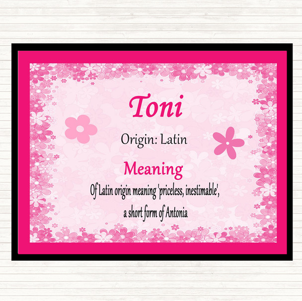 Toni Name Meaning Mouse Mat Pad Pink