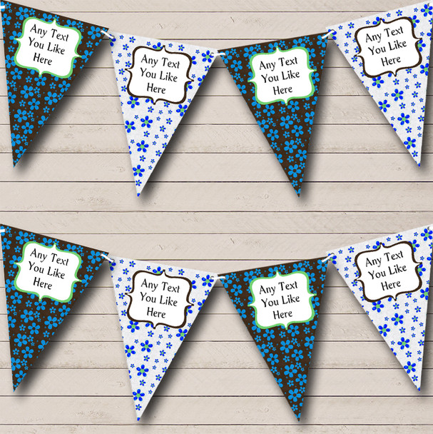 Vintage Brown Blue Personalised Shabby Chic Garden Tea Party Bunting