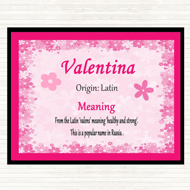 Valentina Name Meaning Mouse Mat Pad Pink