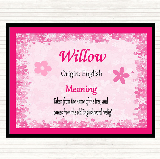 Willow Name Meaning Mouse Mat Pad Pink