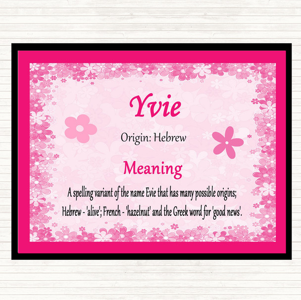 Yvie Name Meaning Mouse Mat Pad Pink