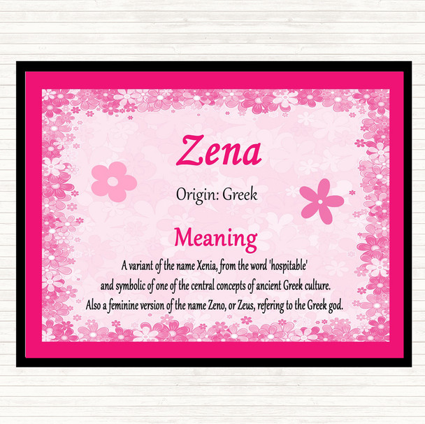 Zena Name Meaning Mouse Mat Pad Pink