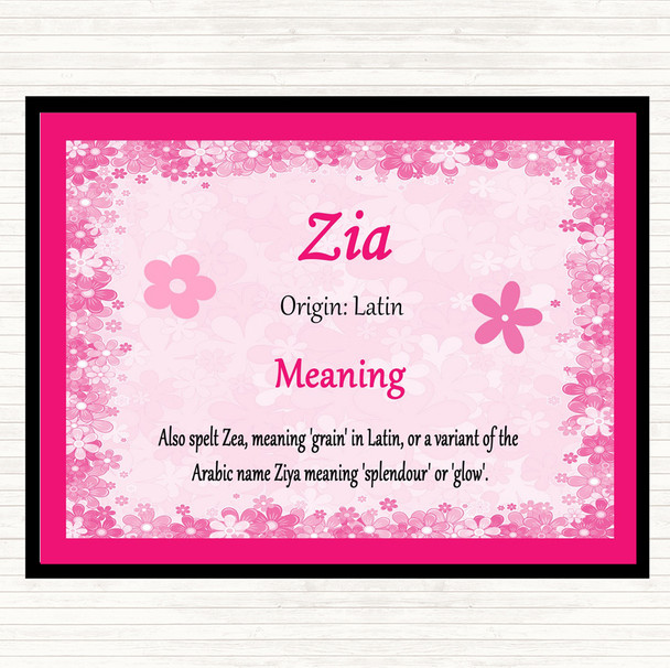 Zia Name Meaning Mouse Mat Pad Pink