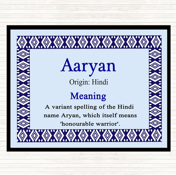 Aaryan Name Meaning Dinner Table Placemat Blue