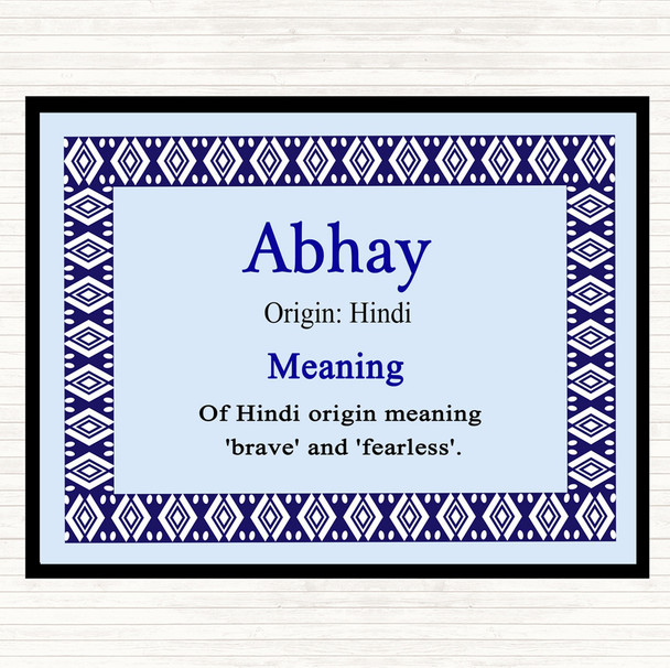 Abhay Name Meaning Dinner Table Placemat Blue