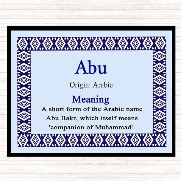 Abu Name Meaning Dinner Table Placemat Blue