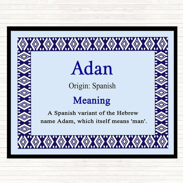 Adan Name Meaning Dinner Table Placemat Blue