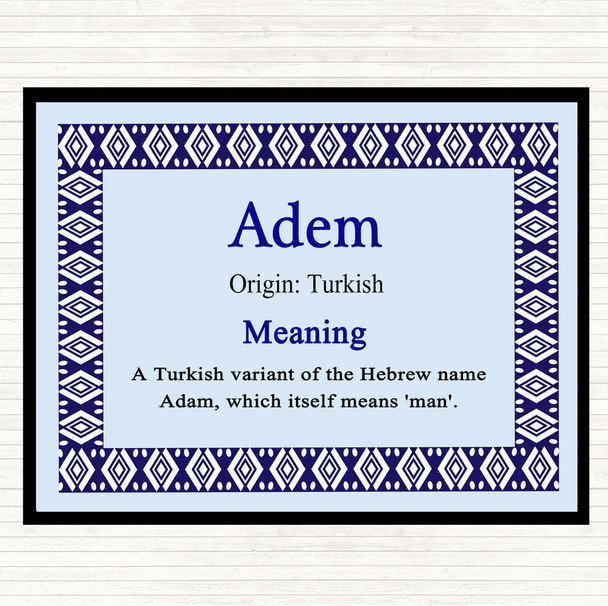 Adem Name Meaning Dinner Table Placemat Blue
