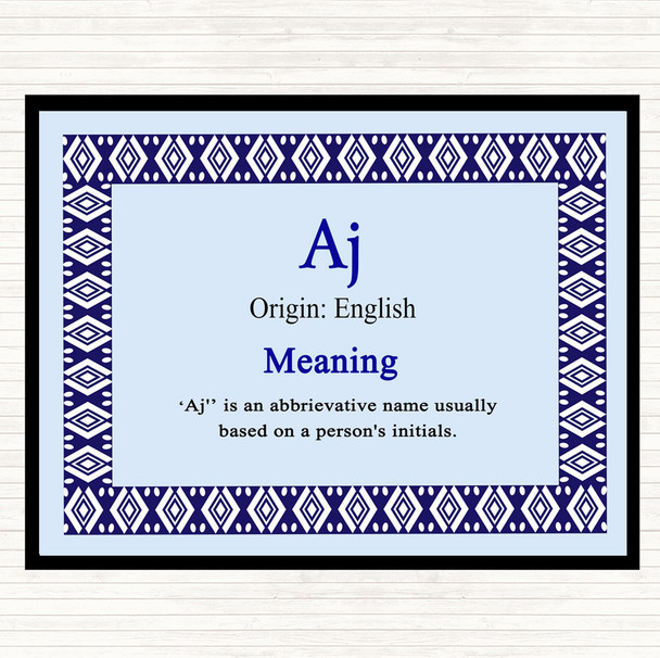 Aj Name Meaning Dinner Table Placemat Blue