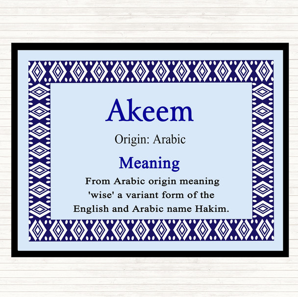 Akeem Name Meaning Dinner Table Placemat Blue